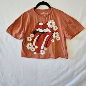 The Rolling Stones Cropped Music Band Shirt Orange Size Small